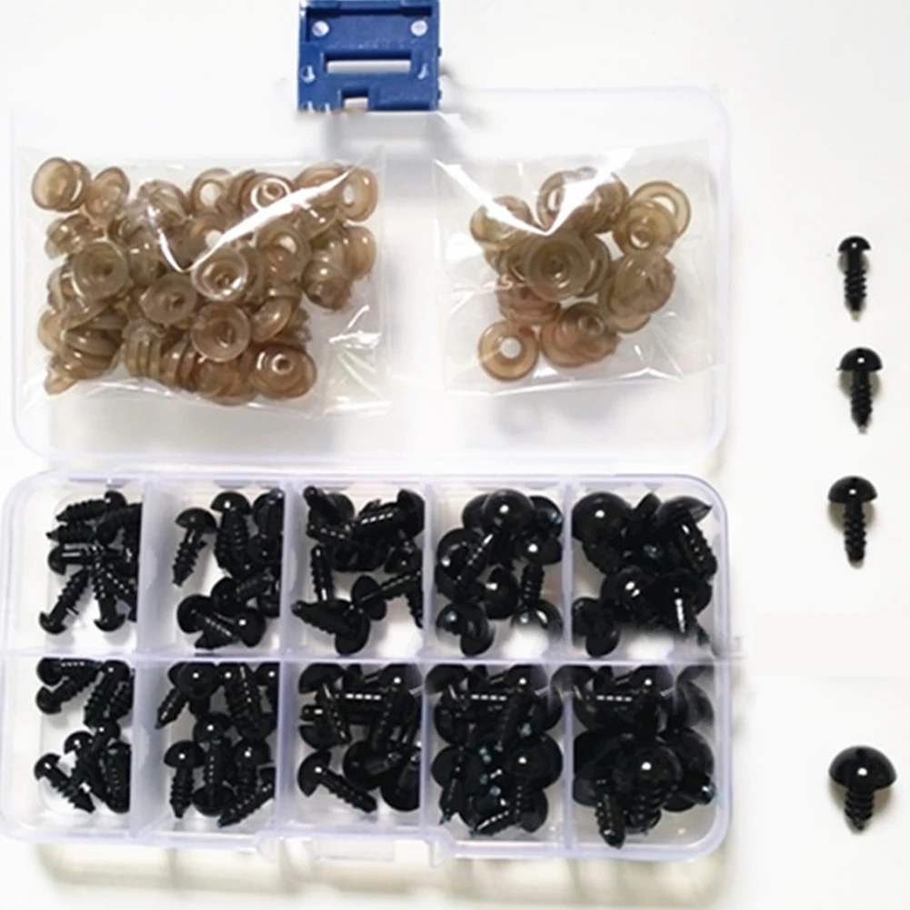 

100Pcs Set Safety DIY Crafts Eyes Eco-friendly With Washer 6 To 12 Mm Plastic Toy Accessories