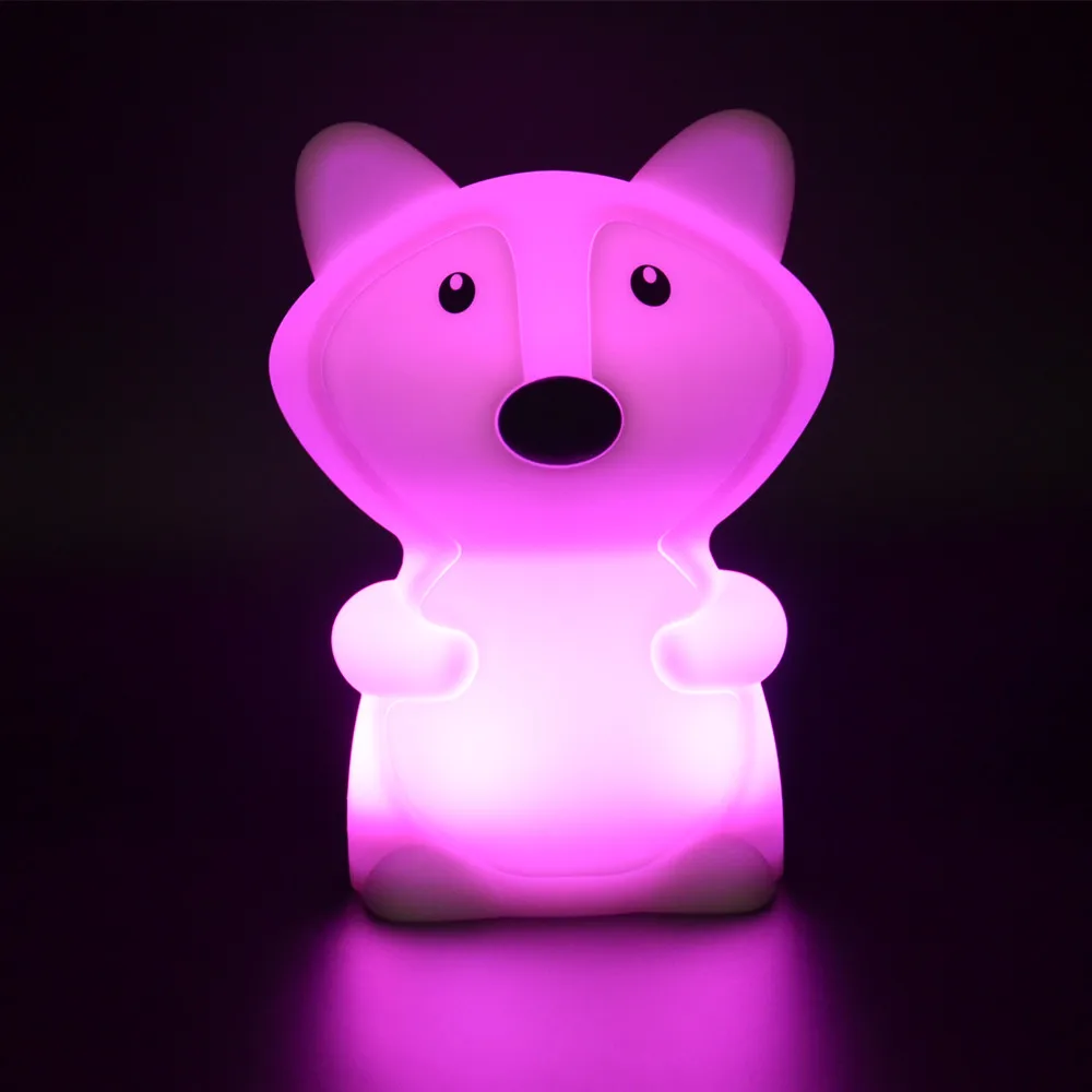 SuperNight Cute Cartoon Fox LED Night Light Touch Sensor 9 Colors Silicone Kids Children Baby Bedroom Bedside Table Lamp Gift (9)
