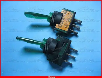 

10 pcs Toggle Switch Green color DC 12V SPST 30mm Shaft 3 Pin