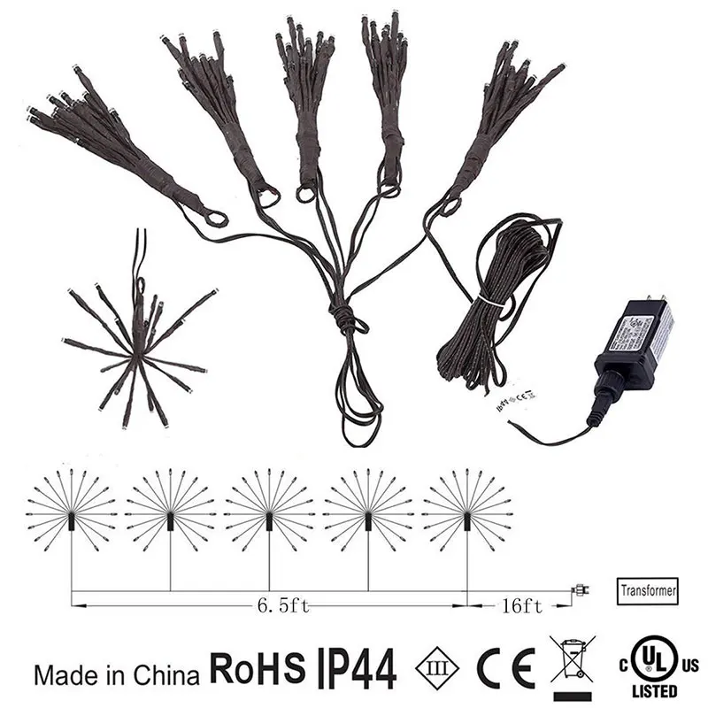 2 M 100LED colgante Starburst Hada cadena luz AC110V/220 V DIY fuegos artificiales Navidad explosión Star Party Garland Luces decoración