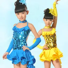 4 шт., платье для латинских танцев в европейском и американском стиле для девочек с раздвоенным хвостом, детские платья для фламенко детское платье для танцев костюм для группы