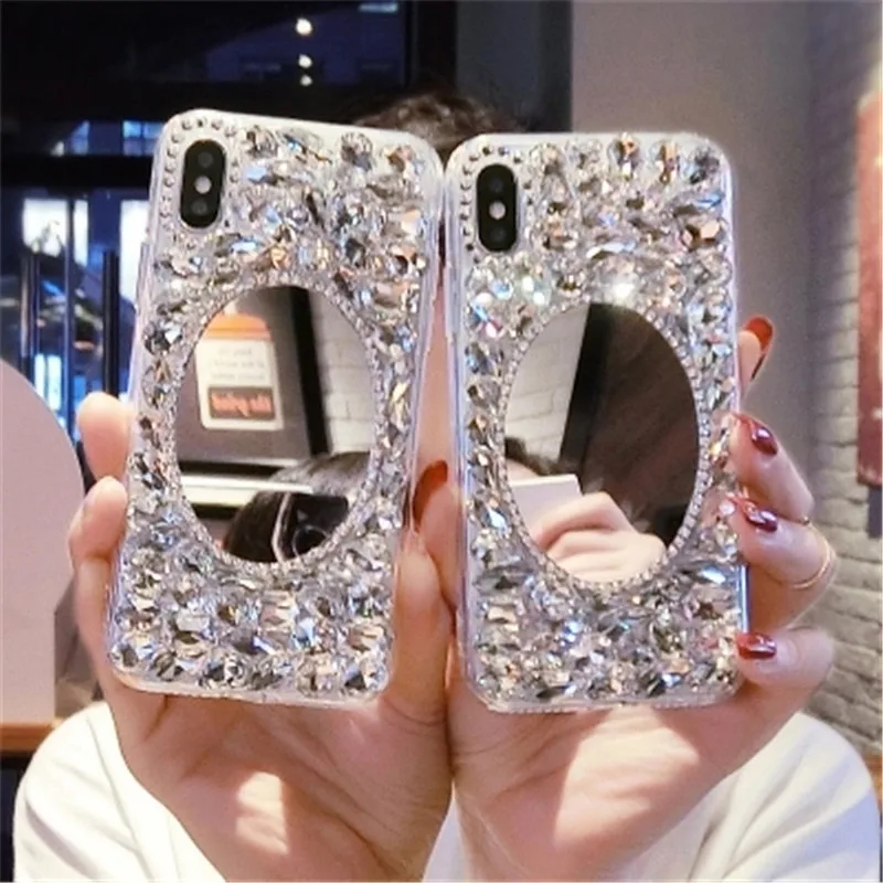 Полностью Алмазный зеркальный чехол для iPhone MAX XS XR X 11 Pro Max 6 7 8 Plus женская мягкая