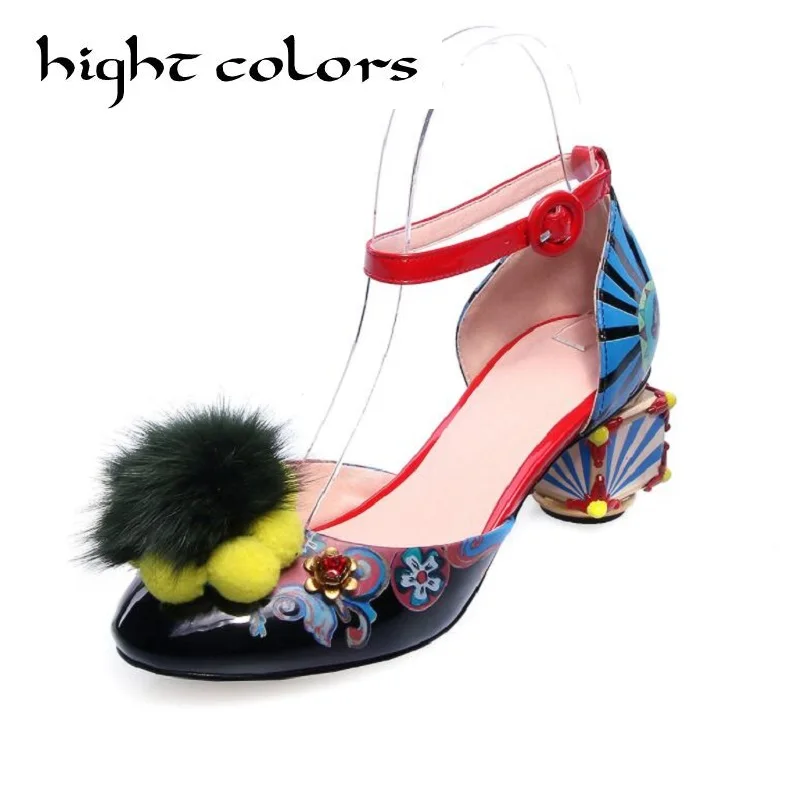 Fourrure Vent Chaussures Pour Plus Noir yellow Parti Femmes La Talons Taille National De Sandales Simples Jaune Européennes Anormaux Black Boule Stations Robe 0OqBtB