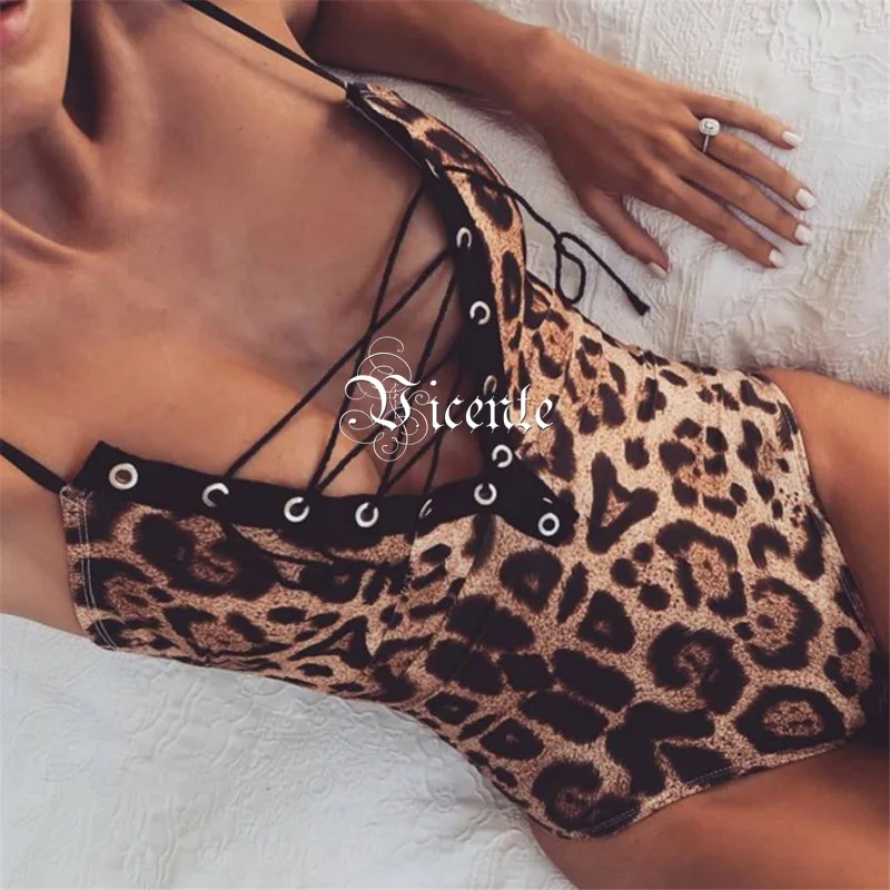 فيسنتي الساخن 2019 جديد أزياء ليوبارد نمط الدانتيل يصل مثير أكمام الخامس الرقبة بالجملة حزب ارتداء النساء ارتداءها ملابس السباحة