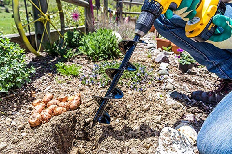 REIZ 9 inch Garden Auger Drill Bit Spiral Gardening Bedding Planting Hole Digger Tool Planting Irrigation for Electric Hammer 5