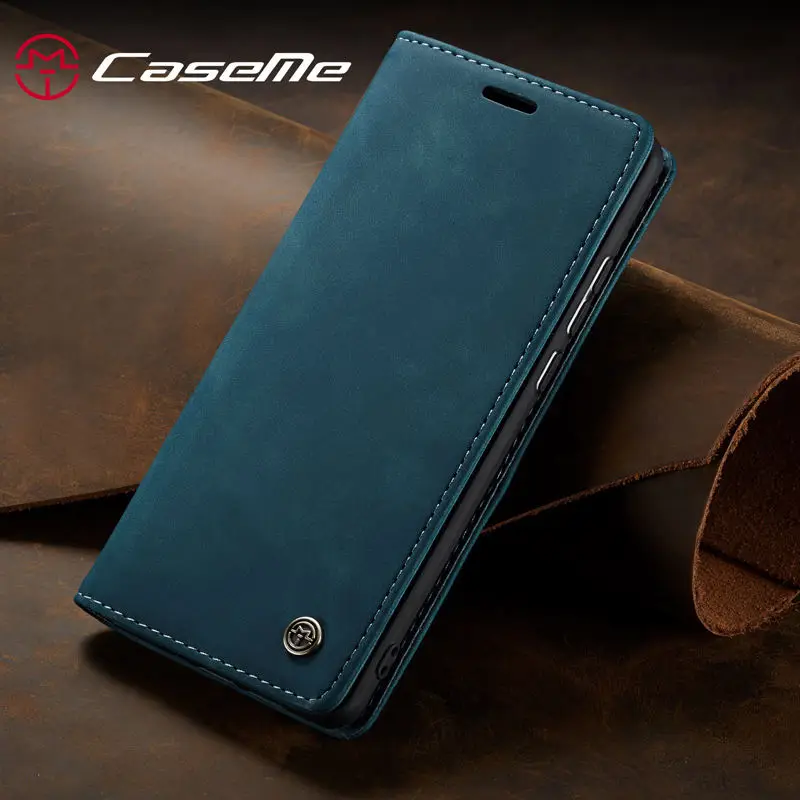 Flip Book Case For Huawei P smart Luxury Matte Leather Wallet Phone Cover For Huawei Honor 9 Lite Case Huawei P smart Cover Capa - Цвет: Blue