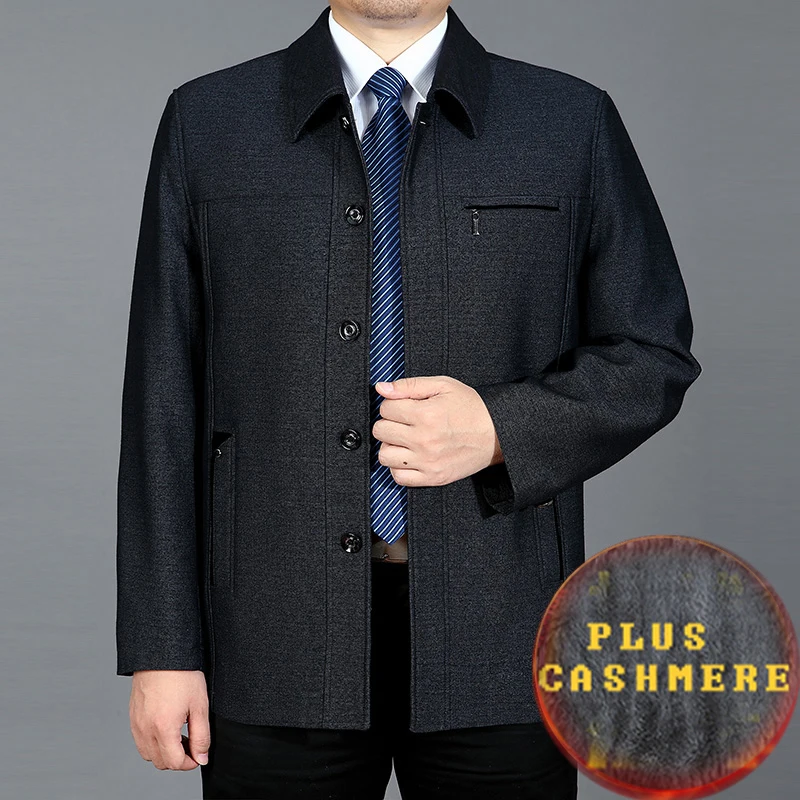 Шерстяное пальто Зимняя застежка лацкане пиджака для Для мужчин Chaqueta парка Для мужчин 2017 ветровка флисовая куртка Для мужчин Весте Homme Slim Fit