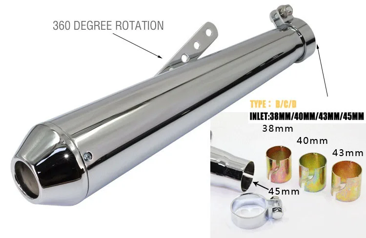 500 мм Глушитель для мотоцикла старина винтажная мода Гальваника& краска выхлопная труба