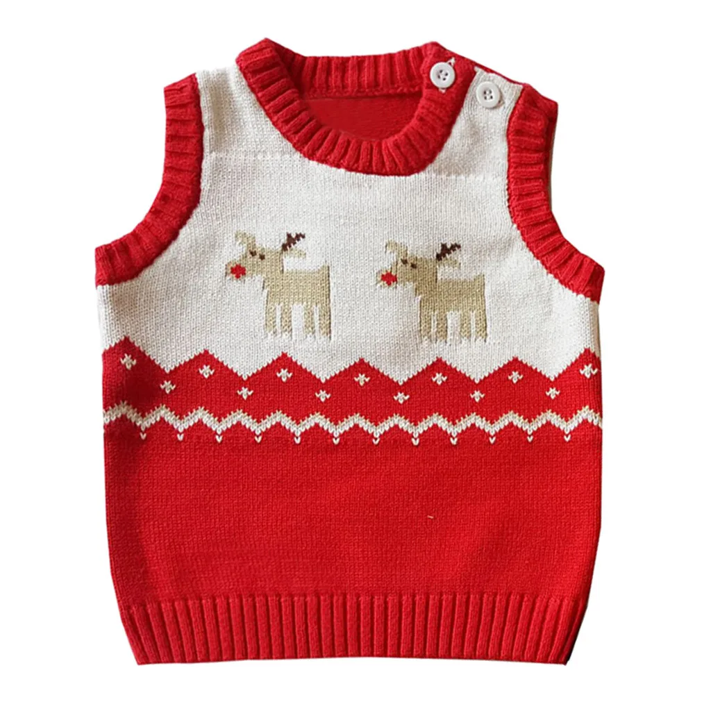 

ARLONEET Christmas baby knit cotton vest New Year Santa Claus Toddler Kids Girl Boy Winter Deer Sweater Knitted Warm Vest L1119