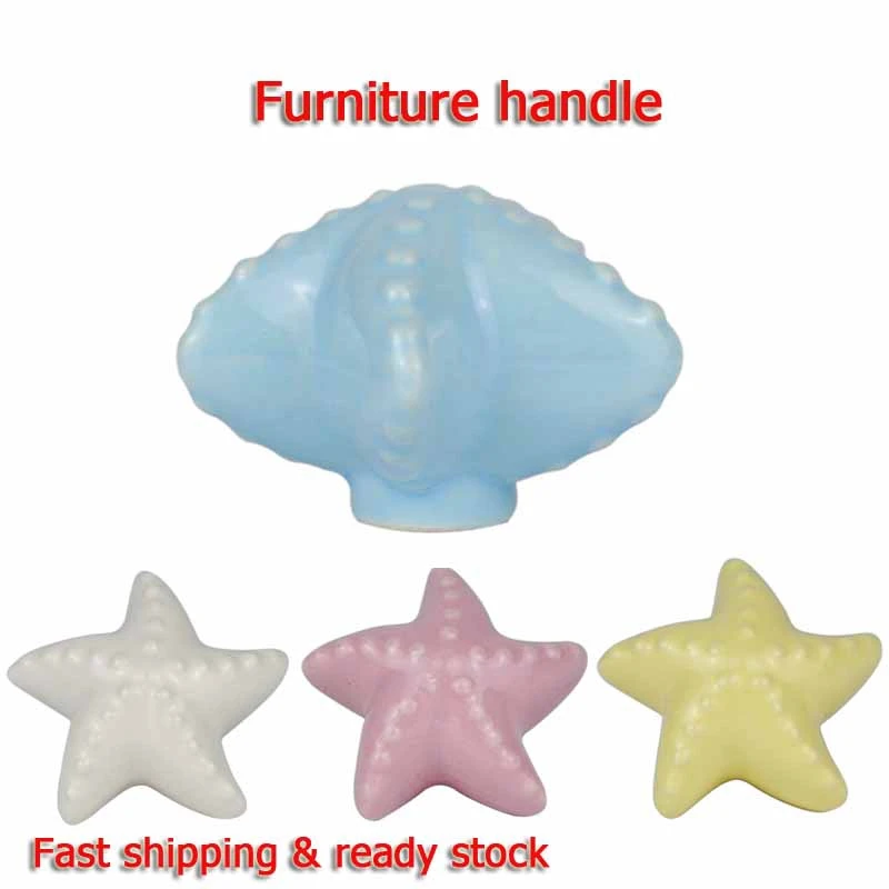 

2pcs Mediterranean Style Starfish Ceramic Handle Desk Handle