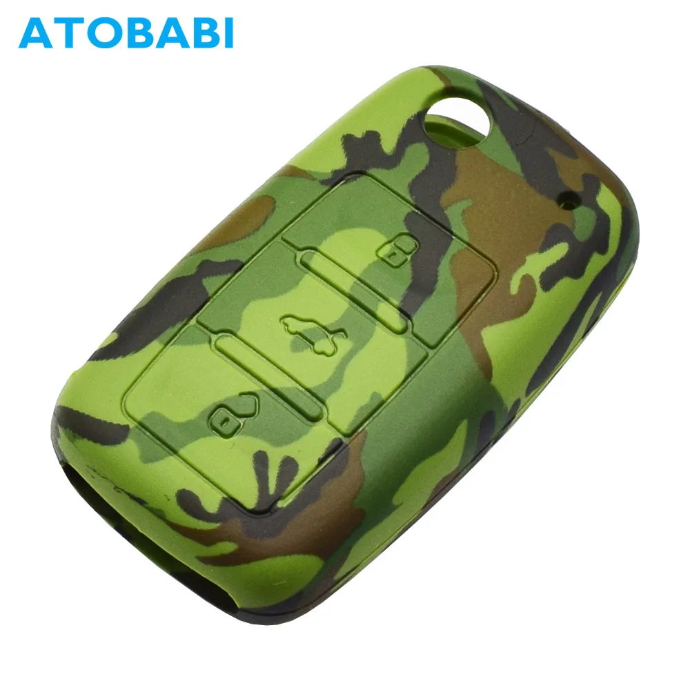 

Newest Camouflage Silicone Car Key Case Keyless Entry Remote Fob Shell Protective Cover For VW Volkswagen/Skoda/SEAT Flip Keys