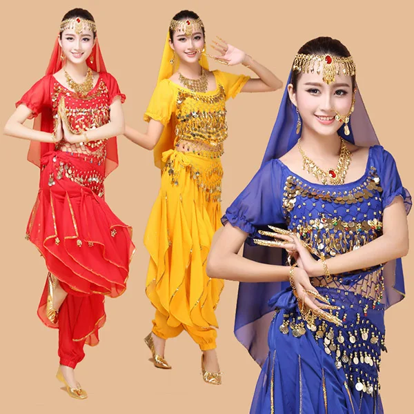 New Plus Size 4pcs Set Belly Dance Costume Bollywood Costume Indian Dress Bellydance Dress Womens Belly Dancing Costume Sets