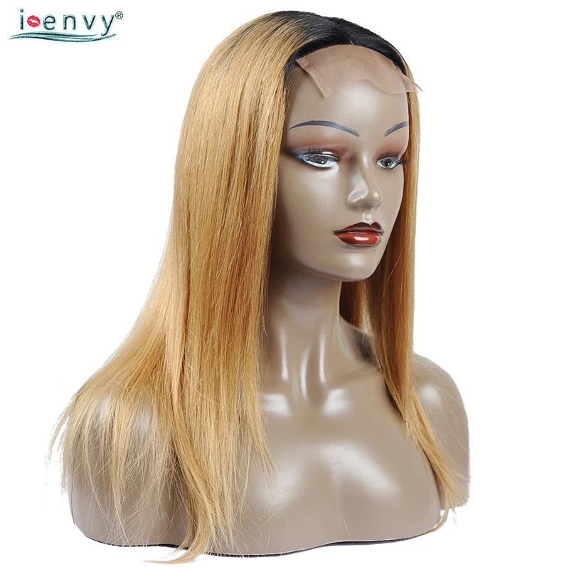 Парики из натуральных волос I Envy 1B 27 honey Blonde на кружеве 180% плотность малазийские