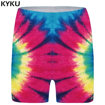

KYKU Rainbow Shorts Women Colorful Fashion Flower High Waist Sexy Skinny Big Size Casual Summer Anime Cool Ladies
