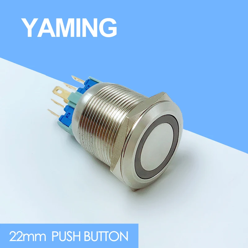 

22mm Momentary/Latching Waterproof Stainless Steel Metal LED Doorbell Bell Horn Power Push Button Switch Car Engine Start PC