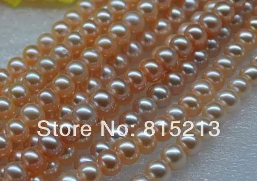 

wb 00152 Lot 5strands AA++6-7mm luster pink near round bread pearls