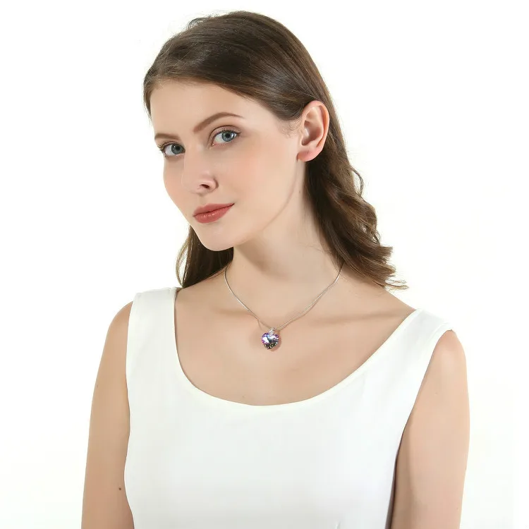 WARME FARBEN Fine Jewelry женское ожерелье кристалл от Swarovski сердце аметистовая Подвеска для колье ожерелье подарок для женщин