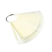 50pcs False Nail Display Fan Board Nail Art Tips Polish UV Gel Decoration Practice Round Hoop Display Stick Clear Natural