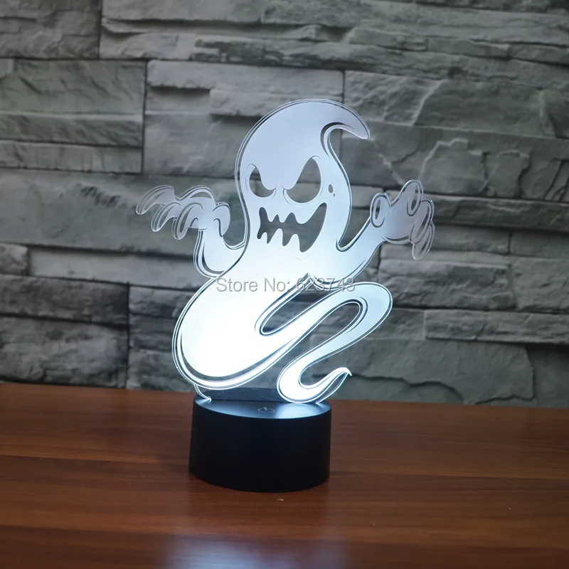 

Free Shipping Color changing Flashing Talisman Acrylic 3D Evil Specter LED Night Light touch sensitive LED wicked Ghost USB Lamp