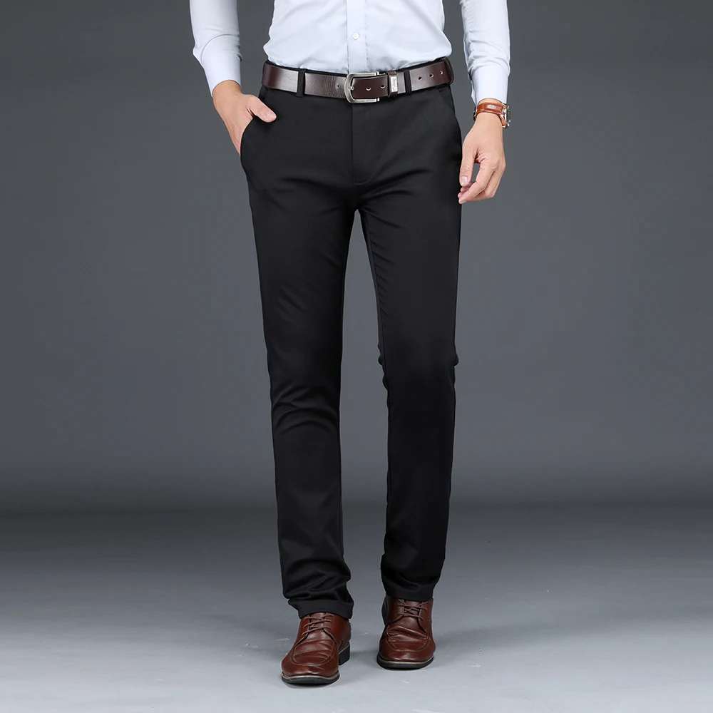 NIGRITY Мужские повседневные штаны, светлые эластичные эластичные обычные штаны, черные хаки, синие мужские плюс размер 40