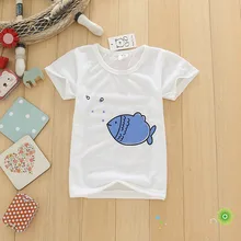 Cute baby boys kids tops clothing 1-4Y 2016 summer new children’s casual bottoming shirt simple fish short-sleeved t-shirt boys