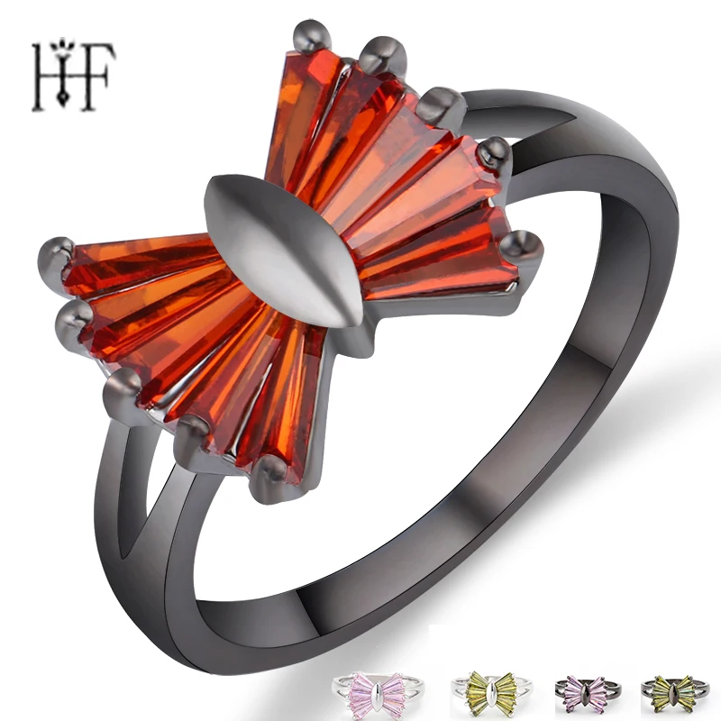 

3 Colors Red Pink Cubic Zirconia Ring Cute Tie knot Finger Ring for Women Gun Black Jewelry anel anillos bagues Can Dropship