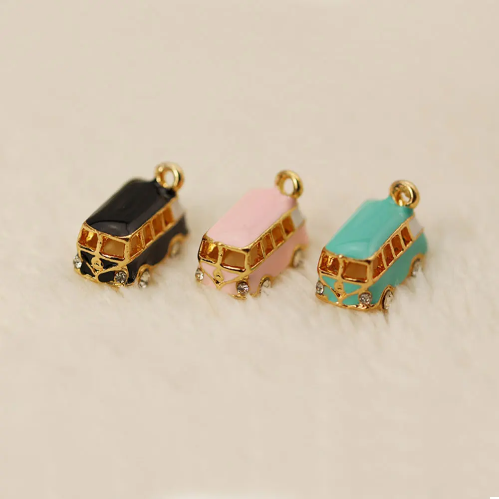 10pcs RUIDAY bus car floating Enamel Charms Alloy Pendant for necklaces