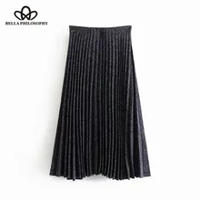 Bella philosophy, осенняя элегантная плиссированная юбка миди, эластичная талия, молния сзади, уличная одежда, женские юбки, повседневные юбки, Faldas Mujer