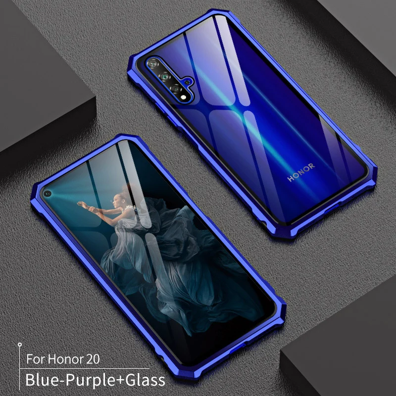 Для huawei Honor 20 чехол Honor20 бампер металлическая алюминиевая рамка крышка с закаленным стеклом чехол для huawei Honor 20 чехол