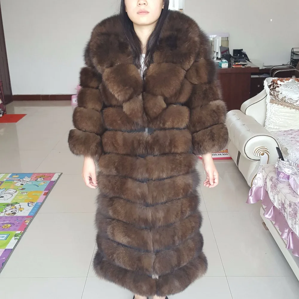 NINGJIN меховое толстое теплое пальто из натурального синего лисьего меха имитация