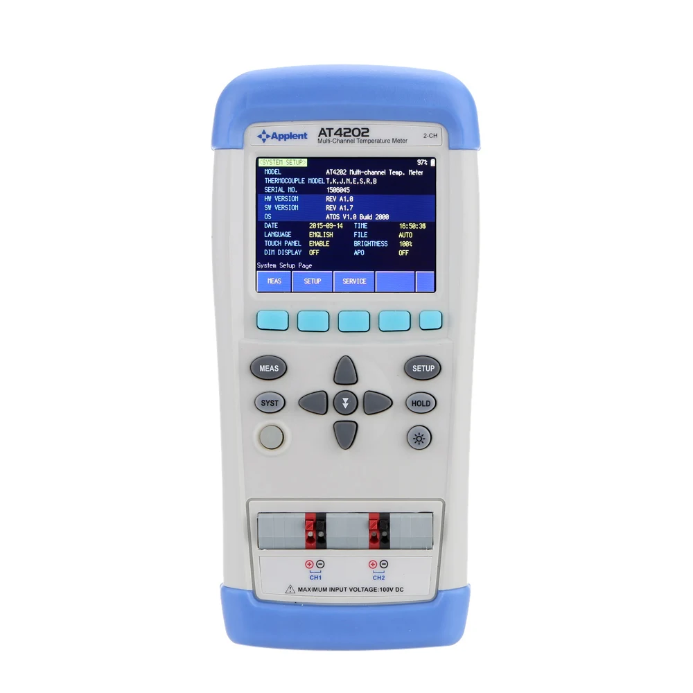 

Multi-channel Temperature Meter Tester -200~1300 Temperature Diagnostic-tool 2 Channels TFT LCD Display Touch Screen AT4202