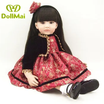 

22"56cm reborn vivid princess girl toddler dolls Soft Silicone black hair bebe alive Reborn babies doll Toys gifts collection