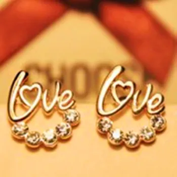 

2018 Hot Fashion Women Lady Love Heart Silver Plated Rhinestone Ear Stud Earrings Wholesale Gift Sales Hot Sale Earrings