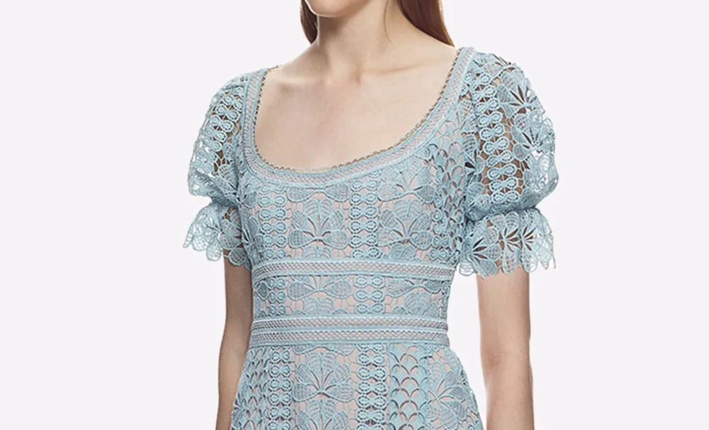HAMALIEL-New-Vintage-Self-Portrait-Style-Dress-2018-Runway-Summer-Women-Puff-Sleeve-Blue-Big-O