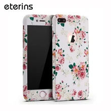 Eterins задняя крышка передняя дело полная защита мобильного телефона для iphone 6S плюс цветок чехол для iPhone 7 Plus Матовая поверхность