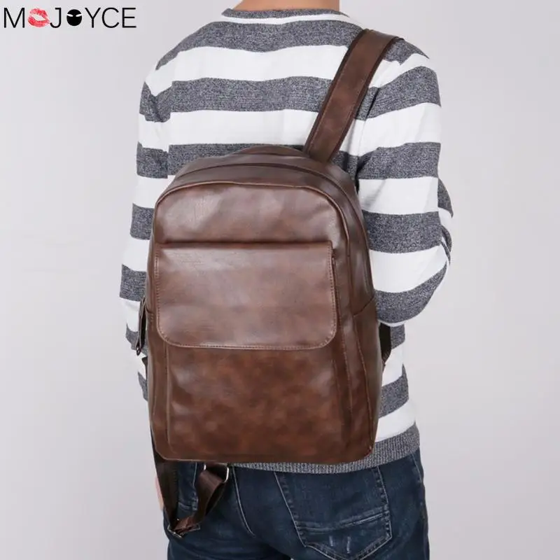 Casual Mochila hombre Mochila negocio Color sólido Simple PU cuero hombro Mochila Masculina Casual Mochila hombre Mochila negocio Color sólido Simple PU cuero hombro Mochila Masculina