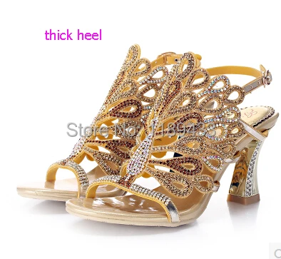 Peacock diamond thick heeled sandals bling colorful rhinestone pumps sexy cut-outs women luxury string bead wedding shoes Peacock diamond thick heeled sandals bling colorful rhinestone pumps sexy cut-outs women luxury string bead wedding shoes