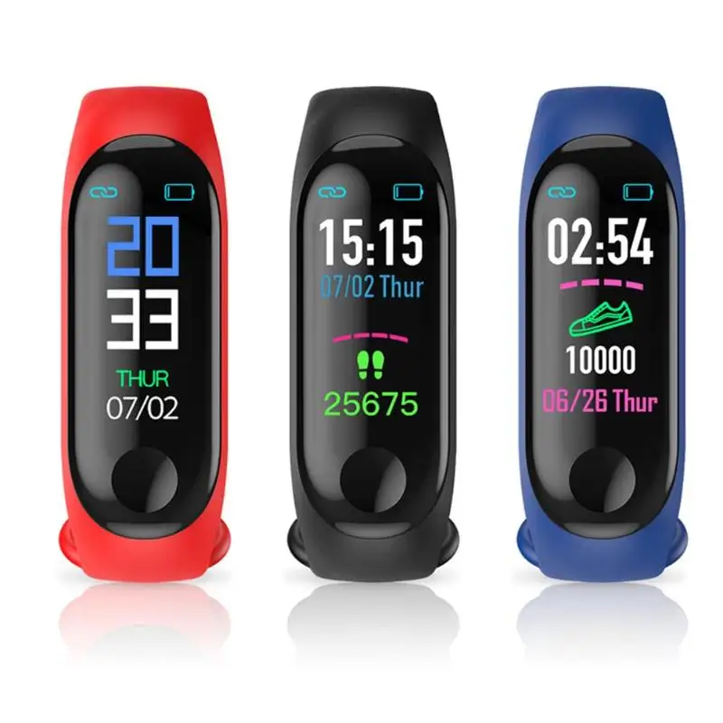 

Fashion Sports Smart Bracelet M3 Blood Pressure Oxygen Heart Rate Monitor Fitness Tracker IP68 Waterproof Smart Watch