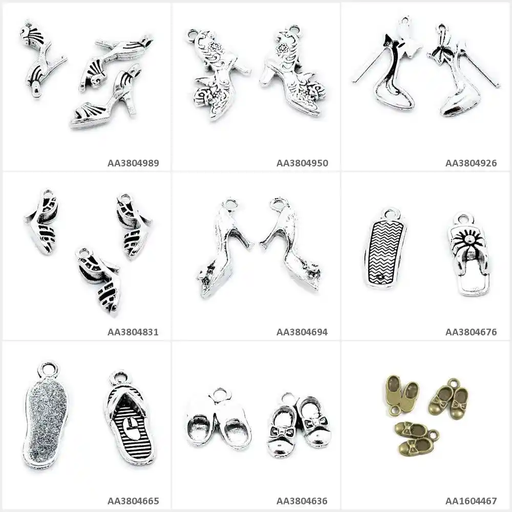Bronze antigo Banhado A Prata Encantos Jewelry Making Pano Crianças Sapatos Crianças Chinelos de Salto Alto Shose Bowknot Artesanato Artesanato