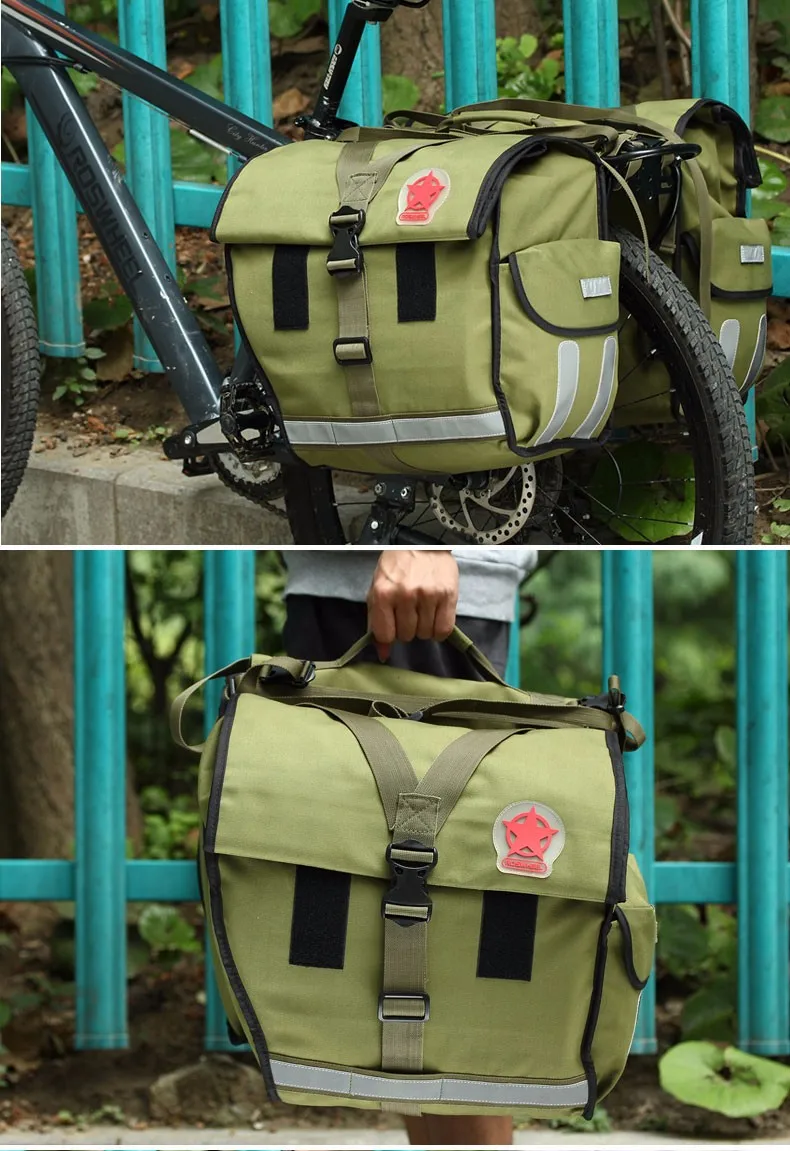 Cheap Roswheel Green Canvas Waterproof Double Bicycle Pannier Rear Seat Bag Bike Pouch 40-50L Bike Trunk Rack Bag Bycicle Carrier Bag 11 Cheap Roswheel Green Canvas Waterproof Double Bicycle Pannier Rear Seat Bag Bike Pouch 40-50L Bike Trunk Rack Bag Bycicle Carrier Bag 11