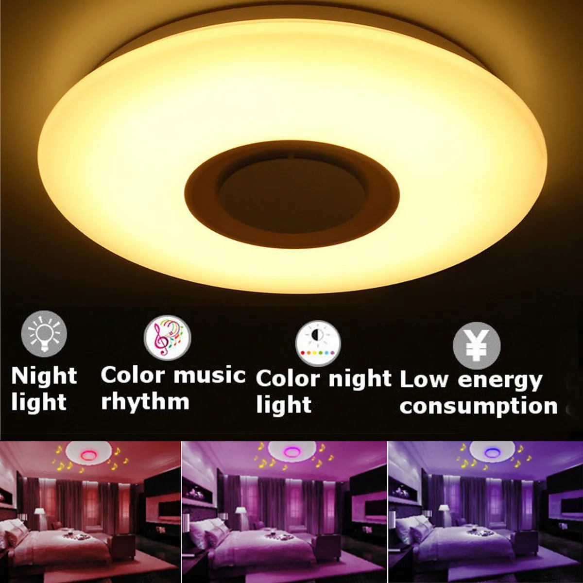

Modern Adjustable LED Ceiling Light RGB Dimmable 24W APP Remote Control bluetooth Music Light Bedroom Smart Night Lamp Fixture