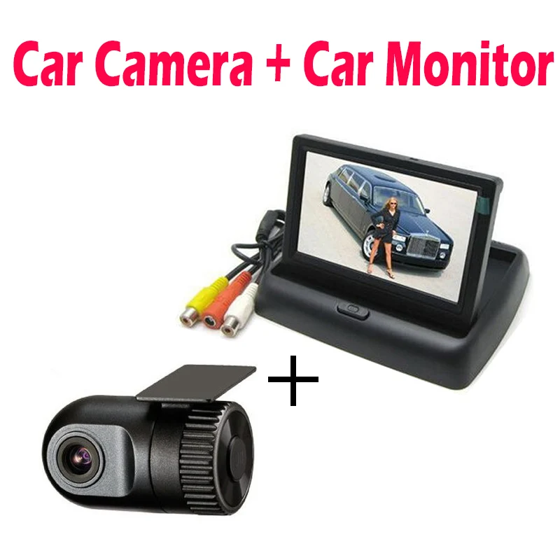 

D168 Mini Car DVR Camcorder Video Registrator Recorder G-sensor 1080P Dash Cam + 4.3 Inch TFT LCD Car Rear View Monitor