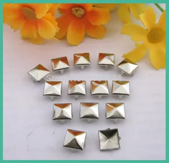 

500 pcs Silver Pyramid Rivet Studs And Spike for Clothes Studs Spikes rivets and studs Rivets for bag,shoes,cloths Punk 8mm*8mm