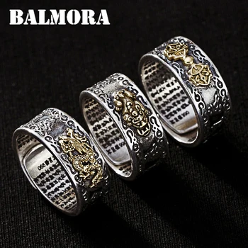 

BALMORA 1 Piece Solid 990 Pure Silver Brave Troops Animal Open Rings for Women Men Retro Fashion Ring Jewelry Anillos JWR3047