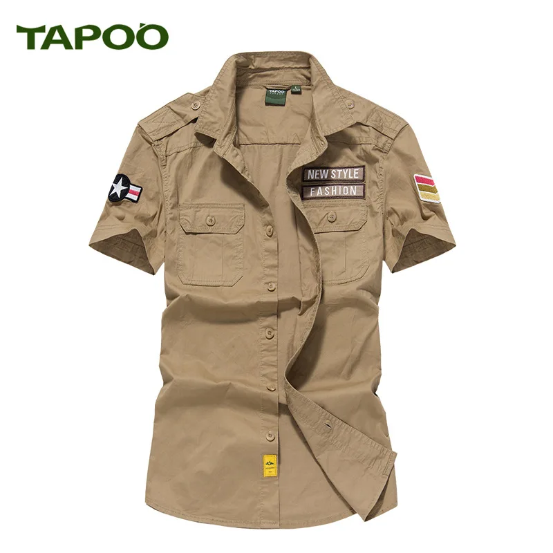 TAPOO Summer Cool Men s Shirts Breathable 100 Cotton Slim Fit Short 