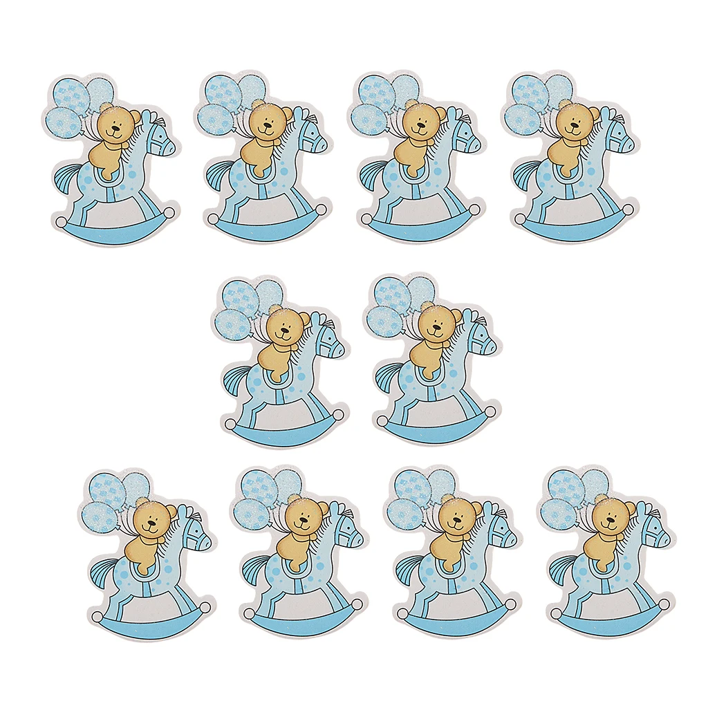 20pcs Baby Style Wooden Embellishment for Card Making Baby Shower Decor Blue