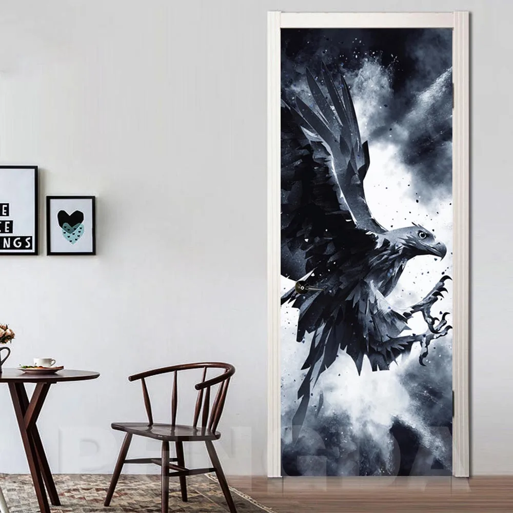 

Self Adhesive Renew Diy 3d Door Sticker Cat Eagle Animal Prints Art Landscape Home Decor PVC Poster Waterproof Wallpaper Picture