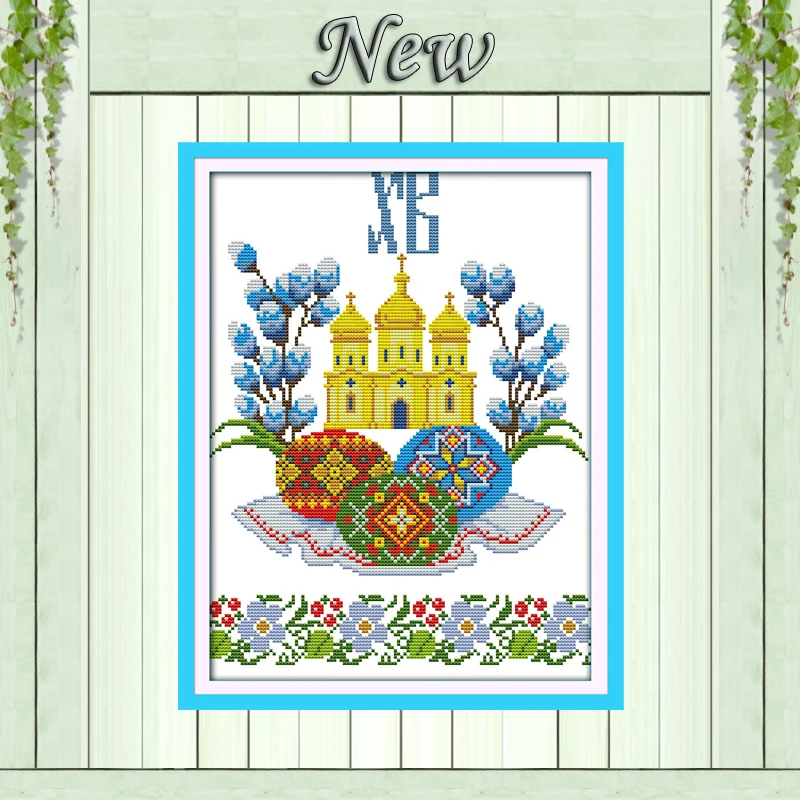 

Easter eggs Halloween castle painting counted print on canvas DMC 14CT 11CT Chinese Cross Stitch Needlework Sets Embroidery kits