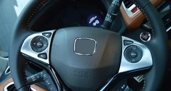 

For Honda HRV HR-V VEZEL Car Styling Accessories ABS Chrome Steering wheel Button frame Panel Cover Trim