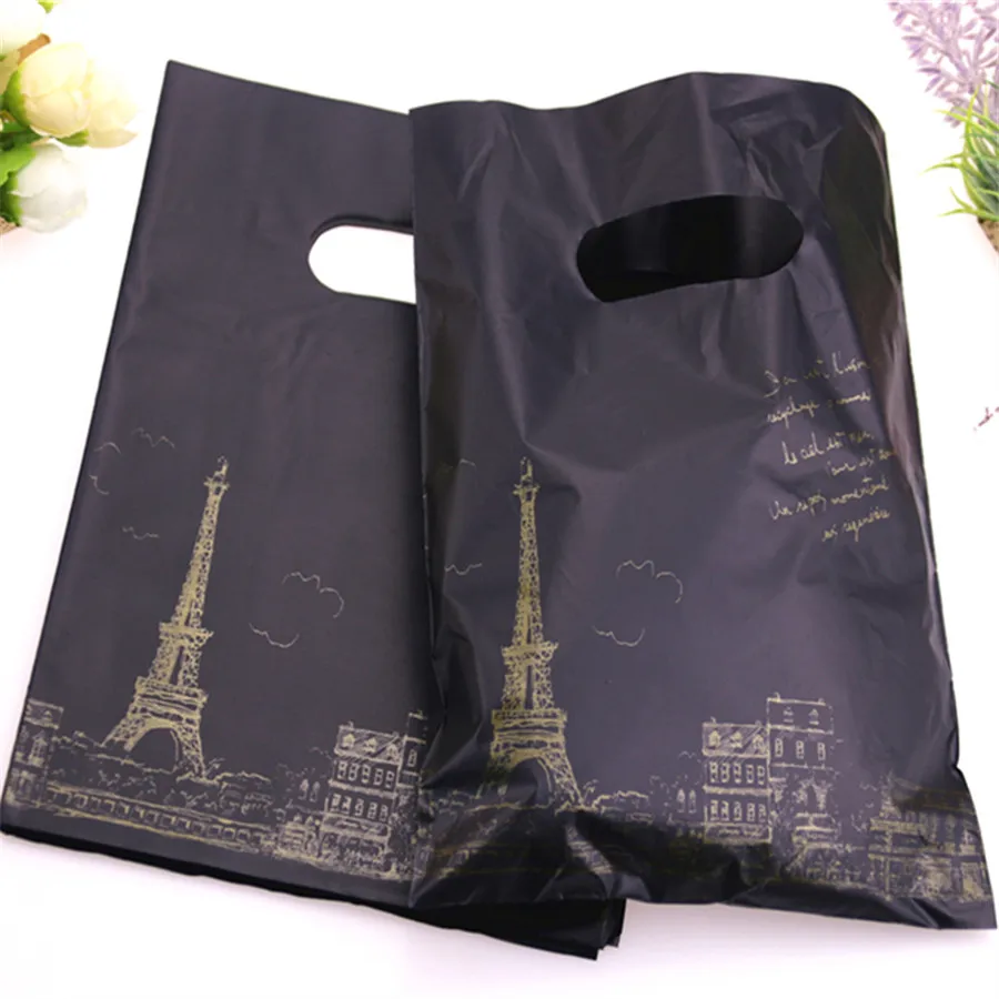 Hot Sale Wholesale 100pcs/lot 15*20cm Purple Thank You Shopping Plastic Bags Smile Face Gift Packaging Bags